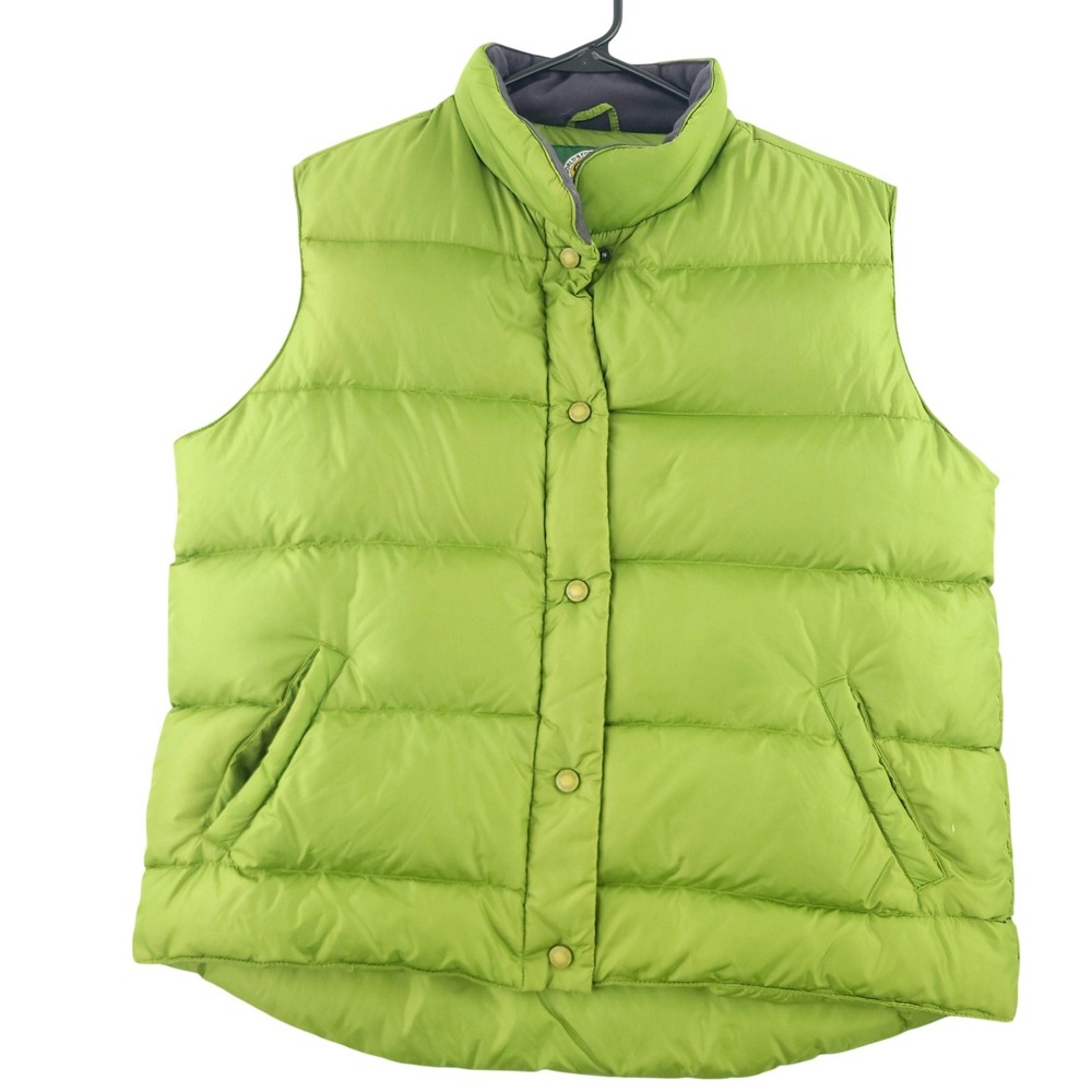 Cabela's Premier Northern Goose Down Vest Womens M Green Puffer Snap Outdoor